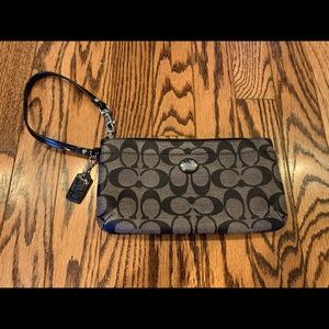 Coach Signature Logo Black and Grey Wristlet. Used once.